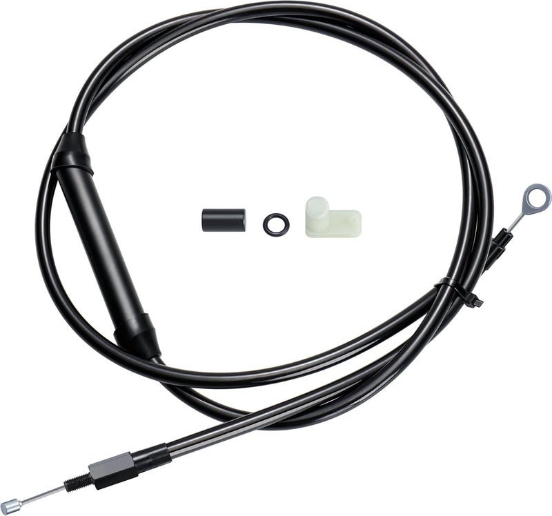 MoKitDora 62-15/16" Twin Cam Clutch Cable Stainless Steel Braided for 2007-2016 Harley Touring Dyna Softail & '18-Later M8 Models 6 Speed Transmission with Mechanical Clutch, Black - Image 1